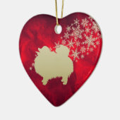 Red Gold Snowflake Pommeren Keramisch Ornament (Links)