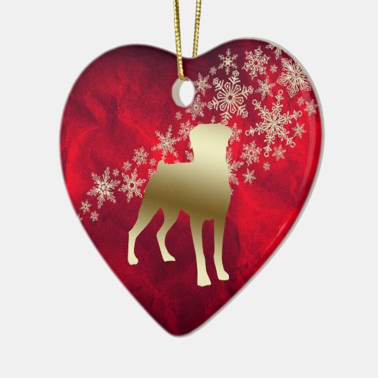 Red Gold Snowflake Rottweiler Keramisch Ornament (Links)