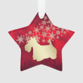 Red Gold Snowflake Scottie Dog Ornament (voorkant)