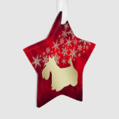 Red Gold Snowflake Scottie Dog Ornament (voorkant)