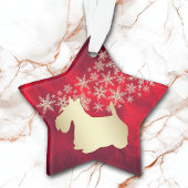 Red Gold Snowflake Scottie Dog Ornament