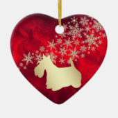 Red Gold Snowflake Scottish Terrier Keramisch Ornament (Voorkant)
