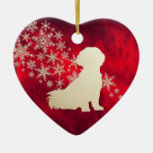 Red Gold Snowflake Shih Tzu Dog Keramisch Ornament (Voorkant)