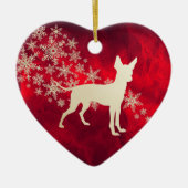 Red Gold Snowflake Speelgoed Terrier Keramisch Ornament (Voorkant)