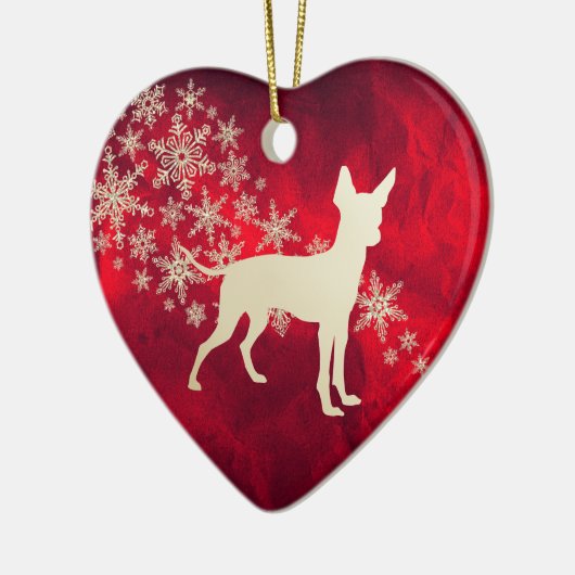Red Gold Snowflake Speelgoed Terrier Keramisch Ornament (Links)