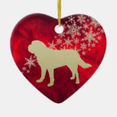 Red Gold Snowflake St Bernard Keramisch Ornament (Voorkant)