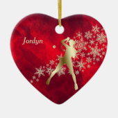 Red Gold Snowflake Tennis Player Keramisch Ornament (Voorkant)
