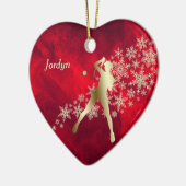 Red Gold Snowflake Tennis Player Keramisch Ornament (Links)