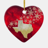 Red Gold Snowflake Texas Heart Keramisch Ornament (Voorkant)