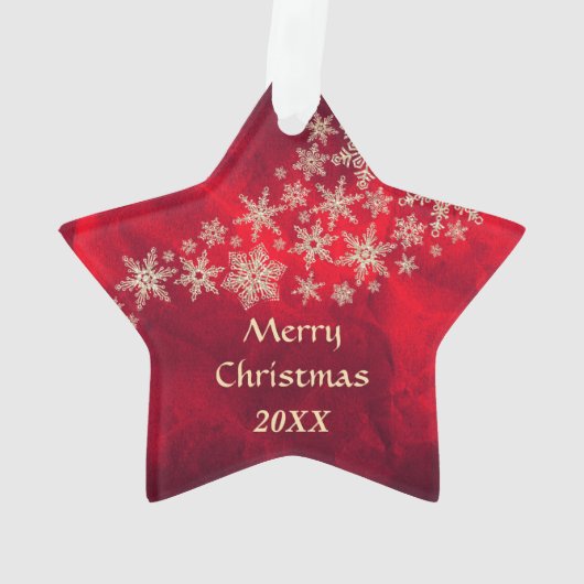 Red Gold Snowflake Texas Star Ornament (achterkant)
