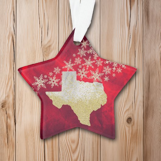 Red Gold Snowflake Texas Star Ornament