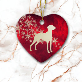 Red Gold Snowflake Vizsla Dog Keramisch Ornament