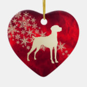 Red Gold Snowflake Vizsla Dog Keramisch Ornament (Voorkant)