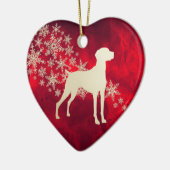 Red Gold Snowflake Vizsla Dog Keramisch Ornament (Links)