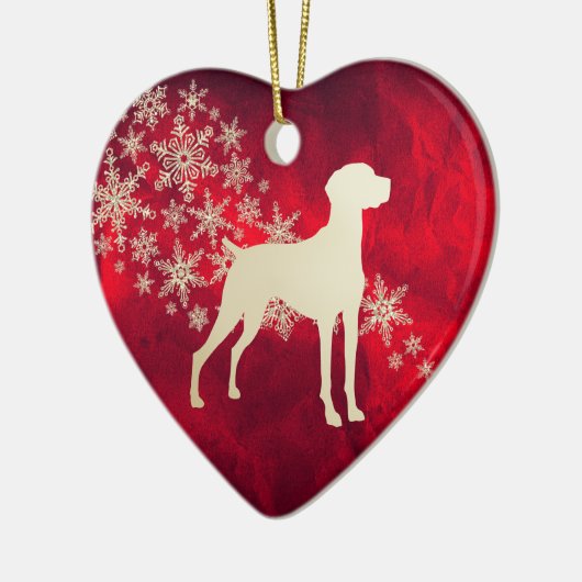 Red Gold Snowflake Vizsla Dog Keramisch Ornament (Links)