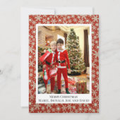 Red Gold Snowflake Voeg je eigen foto kerstmis toe Feestdagenkaart (Voorkant)