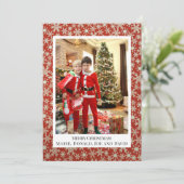 Red Gold Snowflake Voeg je eigen foto kerstmis toe Feestdagenkaart (Staand voorkant)