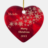 Red Gold Snowflake Volleyball Persoonlijk Keramisch Ornament (Achterkant)