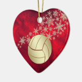 Red Gold Snowflake Volleyball Persoonlijk Keramisch Ornament (Links)