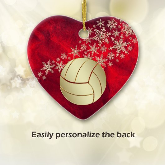 Red Gold Snowflake Volleyball Persoonlijk Keramisch Ornament