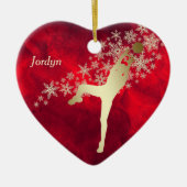 Red Gold Snowflake Volleyball Player Keramisch Ornament (Voorkant)