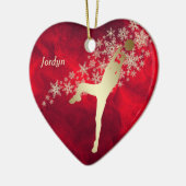 Red Gold Snowflake Volleyball Player Keramisch Ornament (Links)