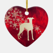 Red Gold Snowflake Whippet Dog Keramisch Ornament (Voorkant)