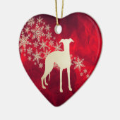 Red Gold Snowflake Whippet Dog Keramisch Ornament (Links)