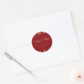 Red & Gold Snowflakes Happy Holidays Custom Name Ronde Sticker (Envelop)