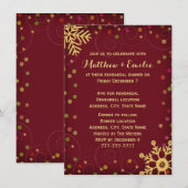 Red Gold Snowflakes Holiday Rehearings Dinner Kaart (Voorkant / Achterkant)