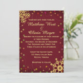 Red Gold Snowflakes Holiday Weddenschap Kaart (Staand voorkant)