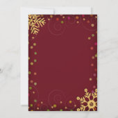 Red Gold Snowflakes Holiday Weddenschap Kaart (Achterkant)