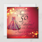 Red Gold Sparkle 50 & Fabulous 50ste verjaardag Magnetische Uitnodiging (Voorkant)