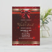 Red & Gold Sparkle Chic Bow Elegant Holiday Event Kaart (Staand voorkant)