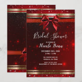Red & Gold Sparkle Chic Bow Holiday Vrijgezellenfe Kaart (Voorkant / Achterkant)
