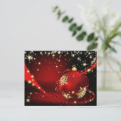 Red Gold Sparkle-kerstbal bedrijfsgroet Briefkaart (Staand voorkant)
