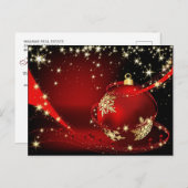 Red Gold Sparkle-kerstbal bedrijfsgroet Briefkaart (Voorkant / Achterkant)