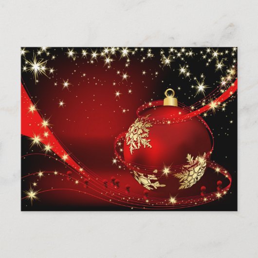 Red Gold Sparkle-kerstbal bedrijfsgroet Briefkaart (Voorkant)