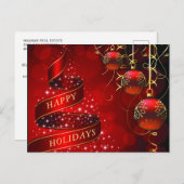 Red Gold Sparkle-kerstbal bedrijfsgroet Briefkaart (Voorkant / Achterkant)