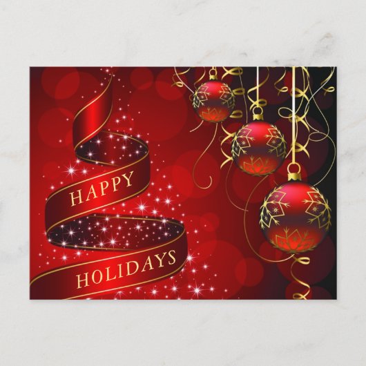 Red Gold Sparkle-kerstbal bedrijfsgroet Briefkaart (Voorkant)