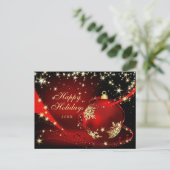 Red Gold Sparkle-kerstbal Corporate Greep Briefkaart (Staand voorkant)