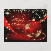 Red Gold Sparkle-kerstbal Corporate Greep Briefkaart (Voorkant)