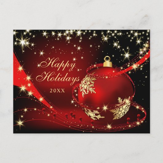 Red Gold Sparkle-kerstbal Corporate Greep Briefkaart (Voorkant)