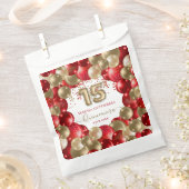Red Gold Sparkle Quinceañera-ballon Bedankzakje (Geknipt)
