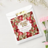 Red Gold Sparkle Quinceañera-ballon Bedankzakje (Gezegeld)