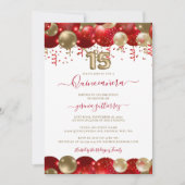 Red Gold Sparkle Quinceañera Ballonfoto Kaart (Voorkant)