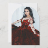 Red Gold Sparkle Quinceañera Ballonfoto Kaart (Achterkant)