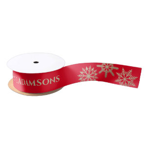Red Gold Specialized Merry kerstsatin Ribbon Satijnen Lint
