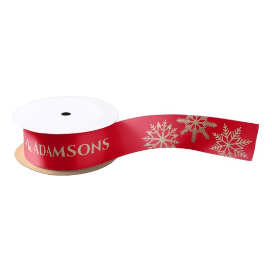 Red Gold Specialized Merry kerstsatin Ribbon Satijnen Lint (Spoel)