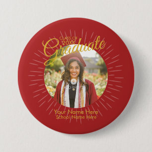 Red & Gold Star Afstuderen Button